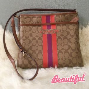 Coach varsity stripe large crossbody